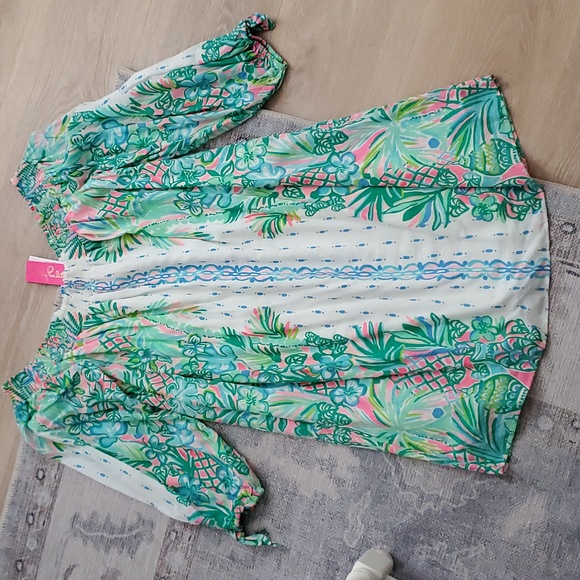 Lilly Pulitzer Maryellen Resort White Coconut Row Engineered Woven Dress SzL - Picture 2 of 11